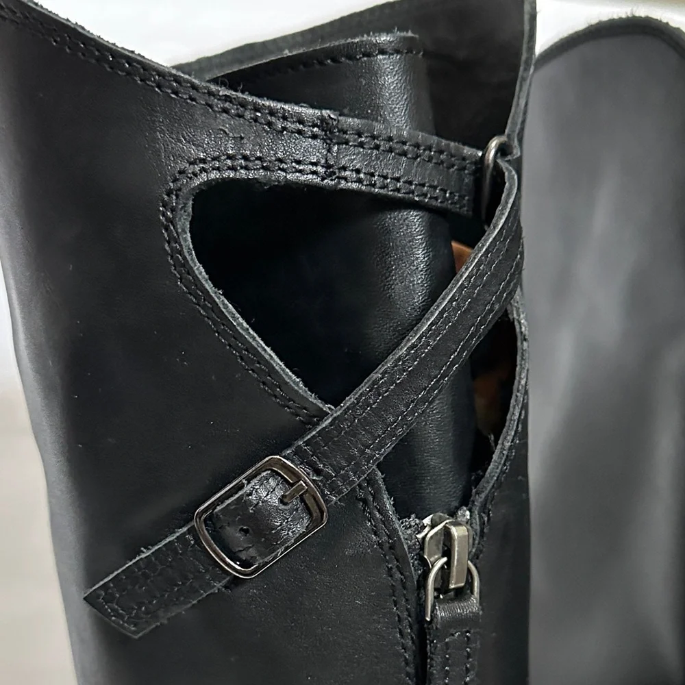 Free People™ Women's 7 M (EU 38) Everly Equestrian Boot in Faded Black NWOT